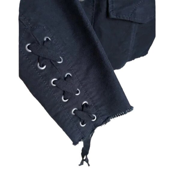 Free People Black Faux Suede Button Down Jacket Military Style - Picture 5 of 5